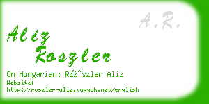 aliz roszler business card